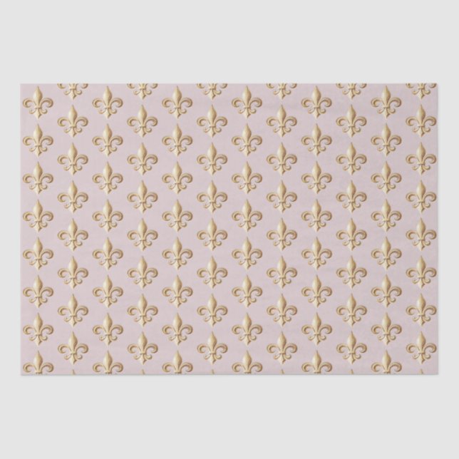 Papier Mousseline Gradient d'or ciselé Heraldique Fleur de lis Blush (Recto)