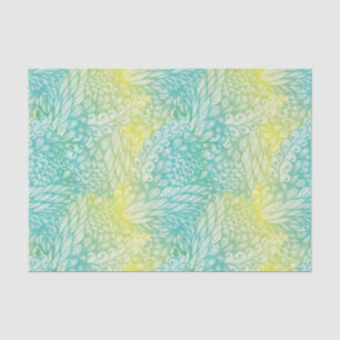 Papier Mousseline Gradient jaune et bleu vintage floral