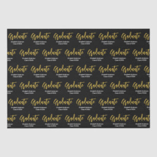 Papier Mousseline Graduate Black White Gold Grad Nom de classe de 20