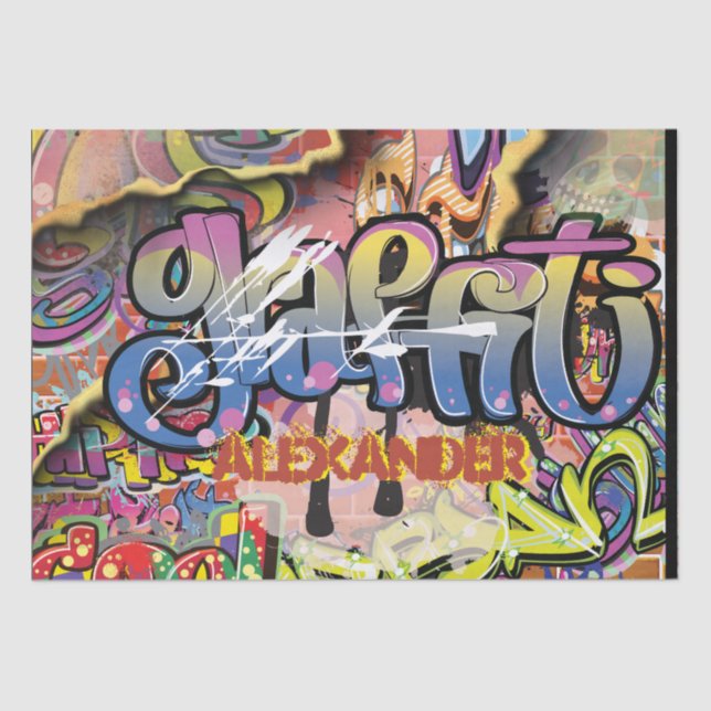 Papier Mousseline Graffiti griffé, rayé ou briques PEINTES (Recto)