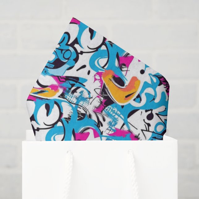 Papier Mousseline Graffiti Grunge (Sac cadeau)
