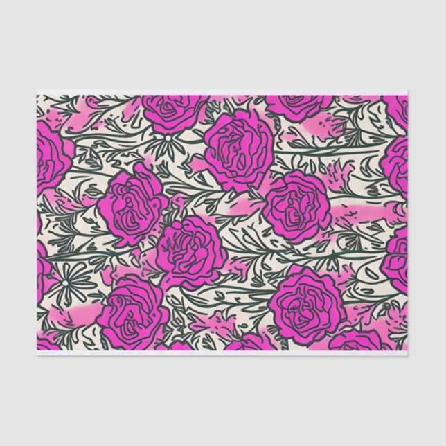 Papier Mousseline Graffiti Inspiré Rose Motif rose noir (Recto)