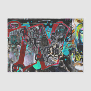 Papier Mousseline Graffiti noir rouge rue urbaine Wall Art