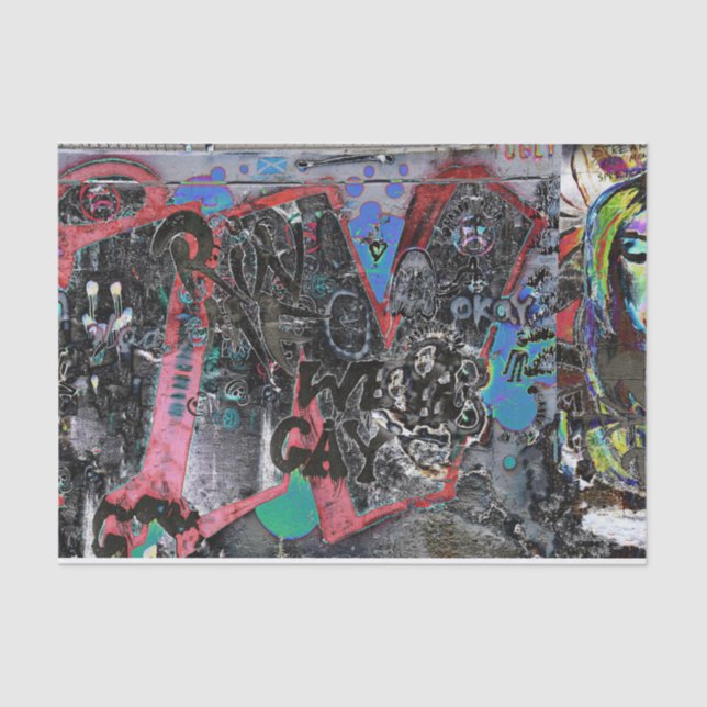 Papier Mousseline Graffiti Rouge Black Lettres Urban Street Wall Art (Recto)