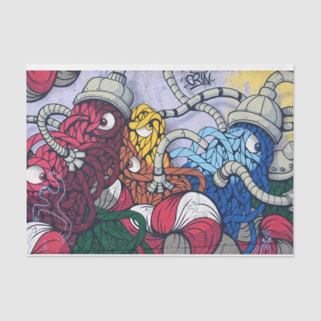 Papier Mousseline Graffiti Urbain 24-2 Découpage Papier Tissu (Recto)