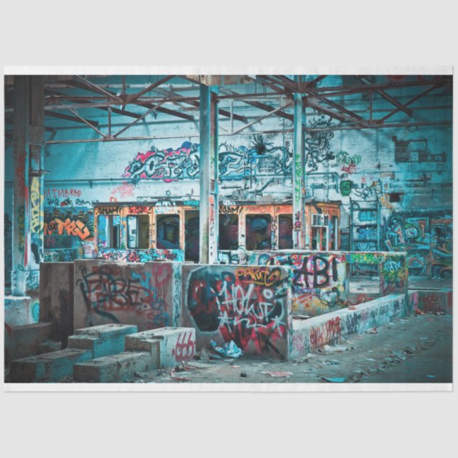 Papier Mousseline Graffiti Urbain 25 Découpage Tissu Papier (Recto)