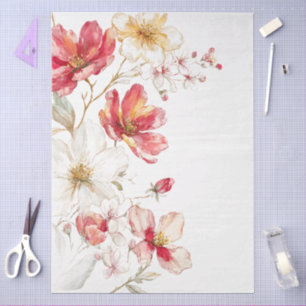 Papier Mousseline Grand aquarelle Fleur sauvage Bouquet Découpage