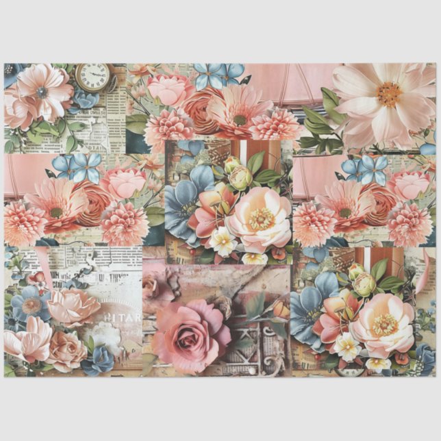 Papier Mousseline Grand collier rose Vintage Ephémère (Recto)