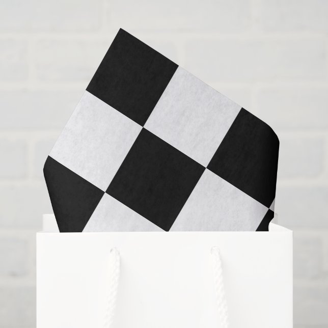 Papier Mousseline Grand damier noir et blanc (Sac cadeau)