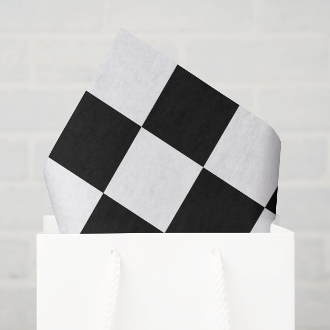 Papier Mousseline Grand damier noir et blanc (Sac cadeau)