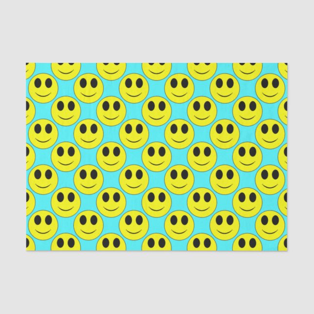 Papier Mousseline Grand Jaune Happy Face Allover (Recto)