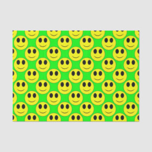Papier Mousseline Grand Jaune Happy Face Allover
