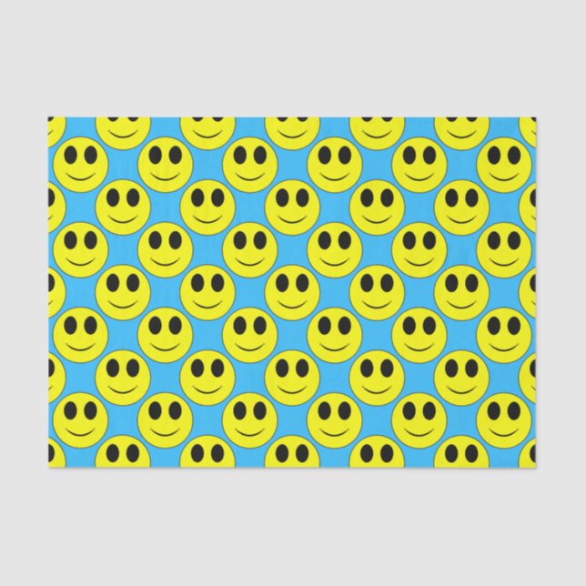 Papier Mousseline Grand Jaune Happy Face Allover (Recto)