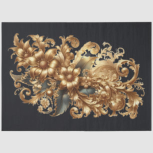 Papier Mousseline Grand or extra sur la Découpage florale baroque no