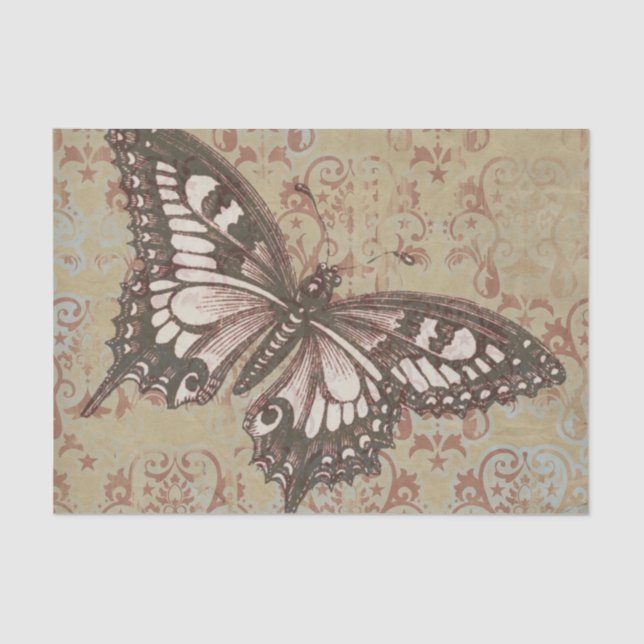 Papier Mousseline Grand Papillon rose Brown sur des rouleaux victori (Recto)