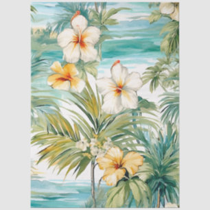 Papier Mousseline Grand Pastel Tropical Hibiscus Découpage
