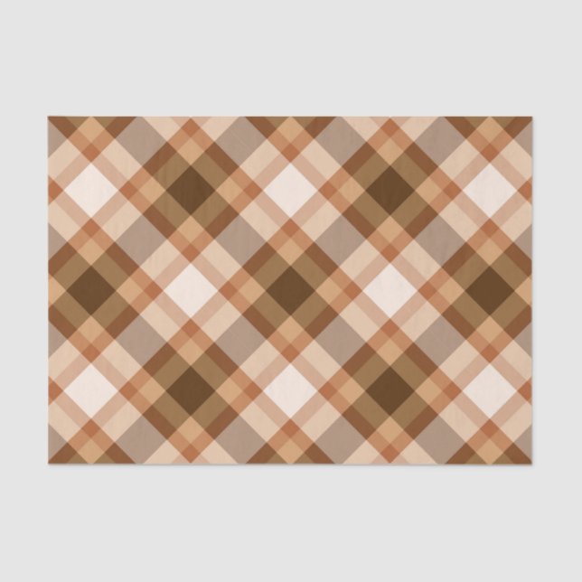 Papier Mousseline Grand Plaid moderne, Brown, Beige, Cuivre et Tan (Recto)