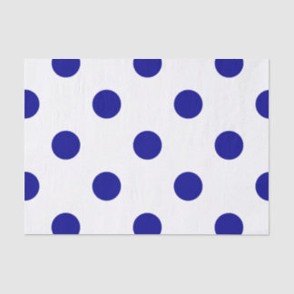 Papier Mousseline Grand pois - bleu-foncé sur le blanc