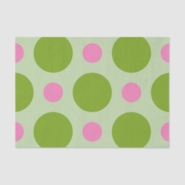 PAPIER MOUSSELINE GRAND POIS VERT & ROSE (Recto)