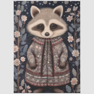 Papier Mousseline Grand Raccoon de forêt boisée - Découpage florale