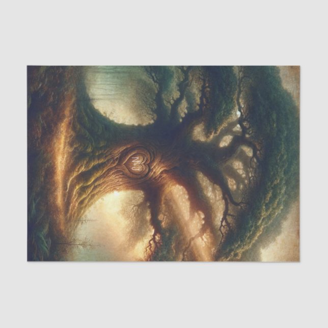 Papier Mousseline Grand Vieux Chêne Enchanté Russe Mariage Forêt (Recto)