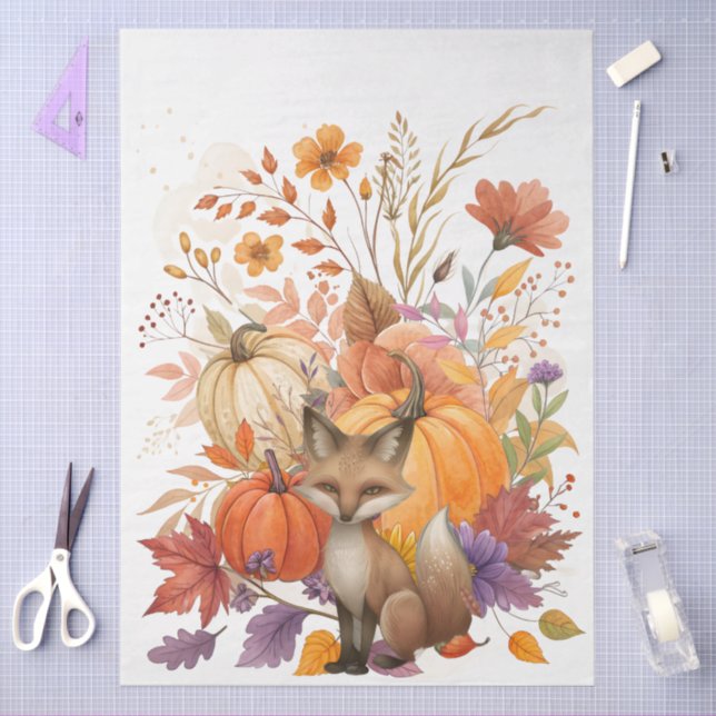 Papier Mousseline Grande aquarelle Chute Fleur sauvage Citrouilles & (Artisanat)