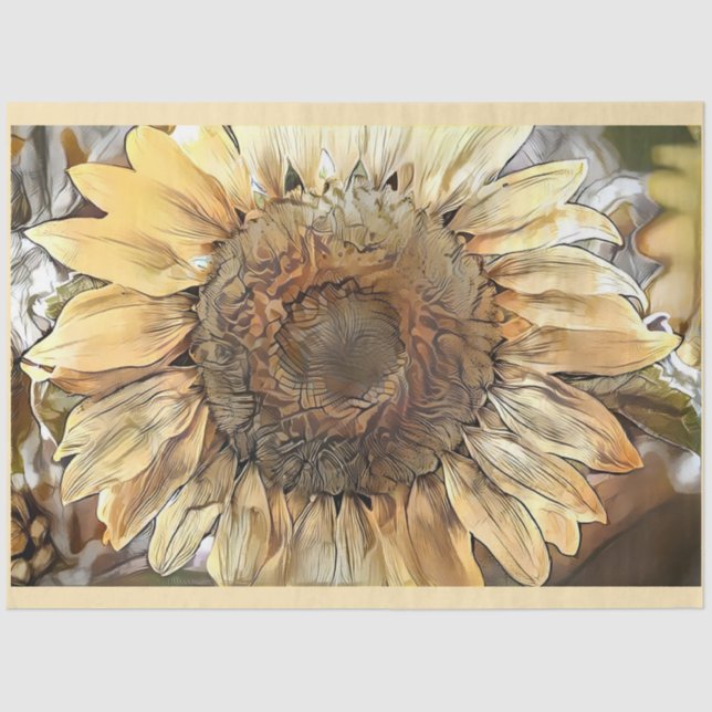 Papier Mousseline Grande Aquarelle Collection de tournesols de luxe (Recto)