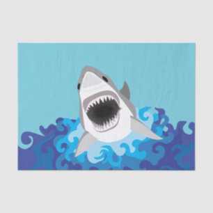 Papier Mousseline Grande bande dessinée drôle de requin blanc