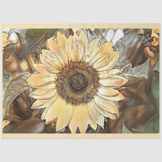 Papier Mousseline Grande collection de tournesols d'aquarelle de lux (Recto)