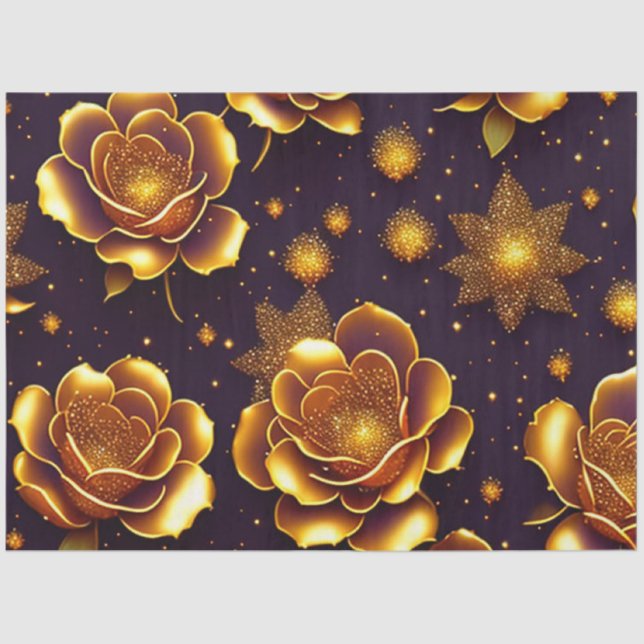Papier Mousseline Grande Collection Gold Rose moderne de luxe (Recto)
