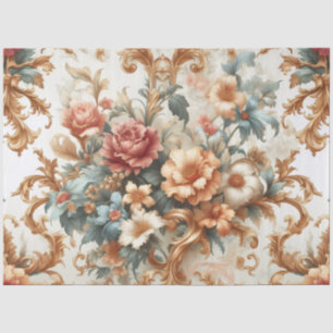 Papier Mousseline Grande Découpage de fleurs baroques très colorées
