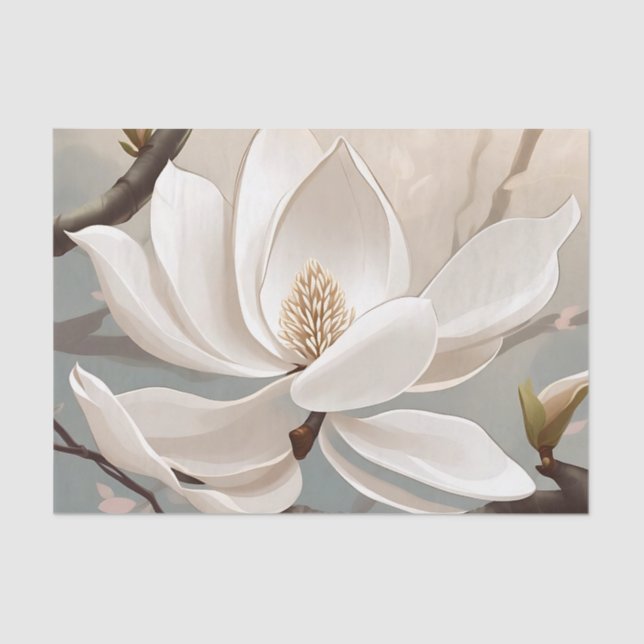 Papier Mousseline Grande Fleur blanche de Magnolia (Recto)