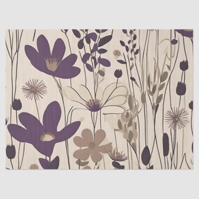 Papier Mousseline Grande Fleur d'aubergine violette moderne (Recto)