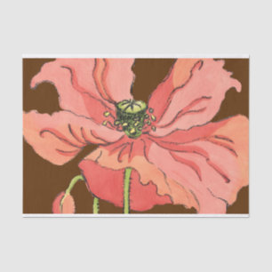 Papier Mousseline Grande Fleur rose avec Arrière - plan rouge profon