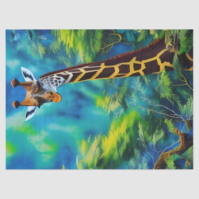 Papier Mousseline Grande Giraffe dans les arbres (Recto)