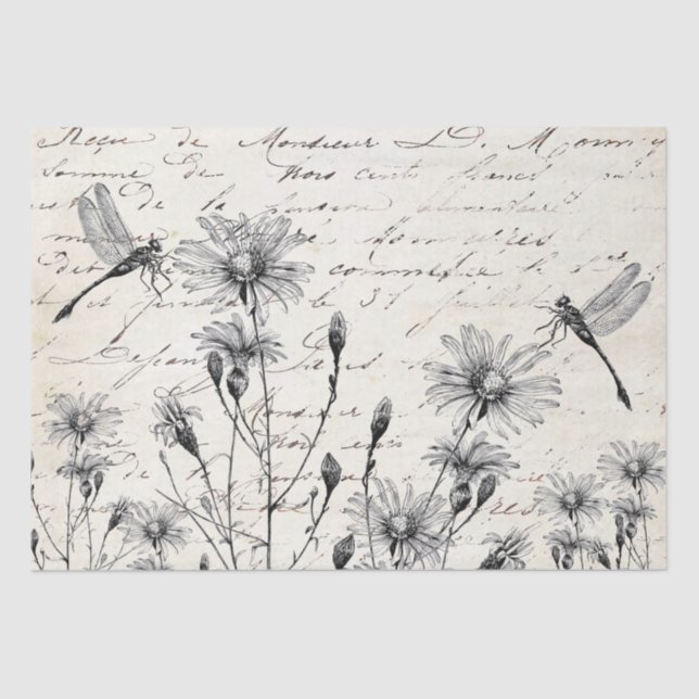 Papier Mousseline GRANDE page de découpage de libellule Fleur sauvag (Recto)