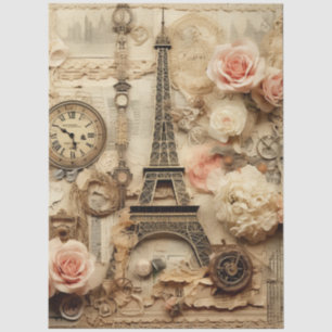 Papier Mousseline Grande tour Eiffel Florale Vintage inspirée