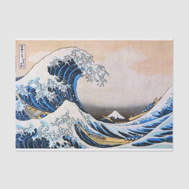 Papier Mousseline Grande vague, Hokusai, Ukiyo-e (Recto)