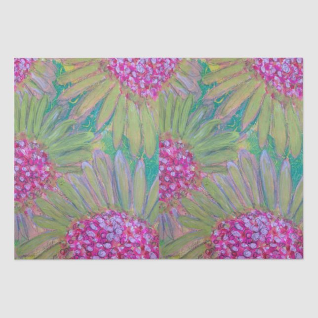 Papier Mousseline Grandes Fleurs Roses (Recto)