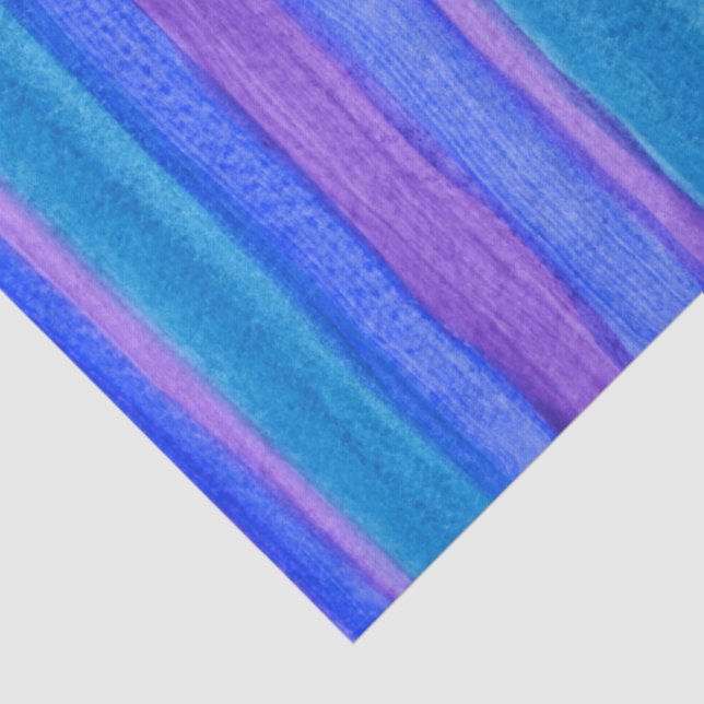 Papier Mousseline Grandes Peintes : Violet, Bleu, Turquoise (Détail)