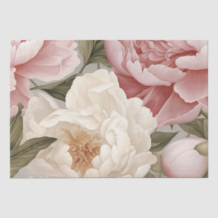 Papier Mousseline Grandes Peonées blanches roses Imprimer Design Tis