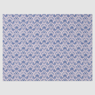 Papier Mousseline Grandmillennial Noël rose et bleu Damas