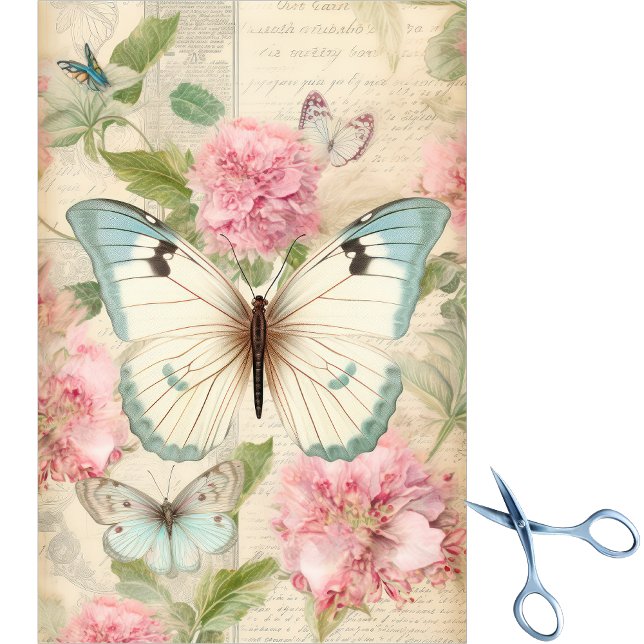 Papier Mousseline Grands papillons sarcelle et crème avec d'énormes  (Créateur téléchargé)