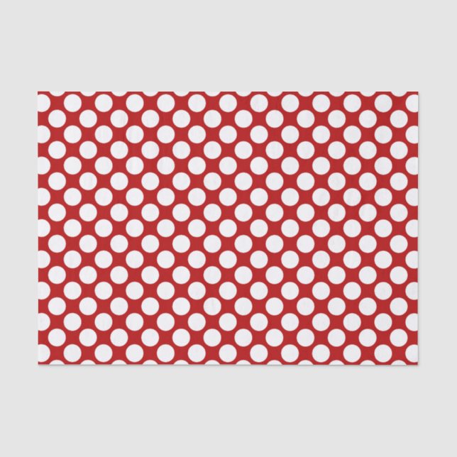 Papier Mousseline Grands points rétro - blanc et rouge (Recto)