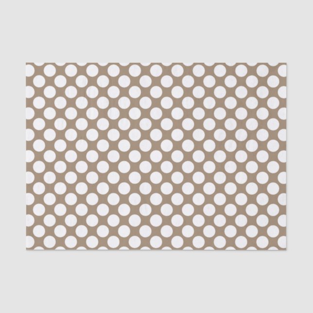 Papier Mousseline Grands points rétro - blanc et taupe (Recto)