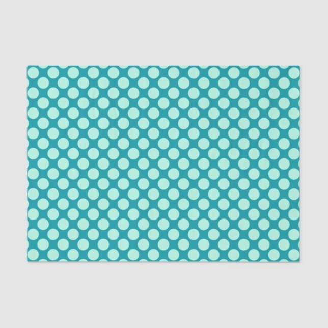 Papier Mousseline Grands points rétro - turquoise et aqua (Recto)