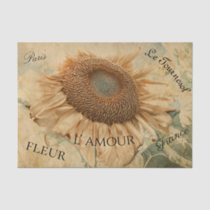 Papier Mousseline Grands Tournesols Jaunes Decoupage de Style Vintag
