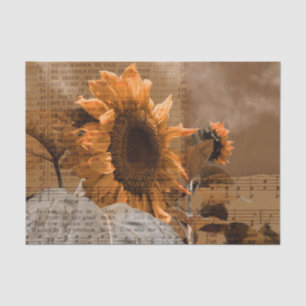 Papier Mousseline Grands Tournesols Jaunes Musique Hymne de Campagne