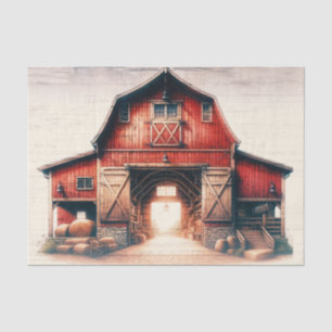 Papier Mousseline Grange Rouge Ancienne Mariage Rustique à la Campag