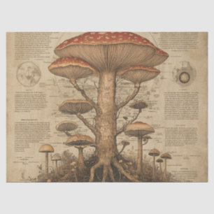 Papier Mousseline Graphique botanique de champignons vintage (9)